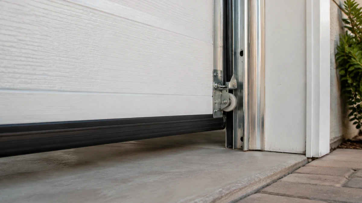 Millbrae garage door repair hardware showing tracks, rollers, hinges, and sectional door parts